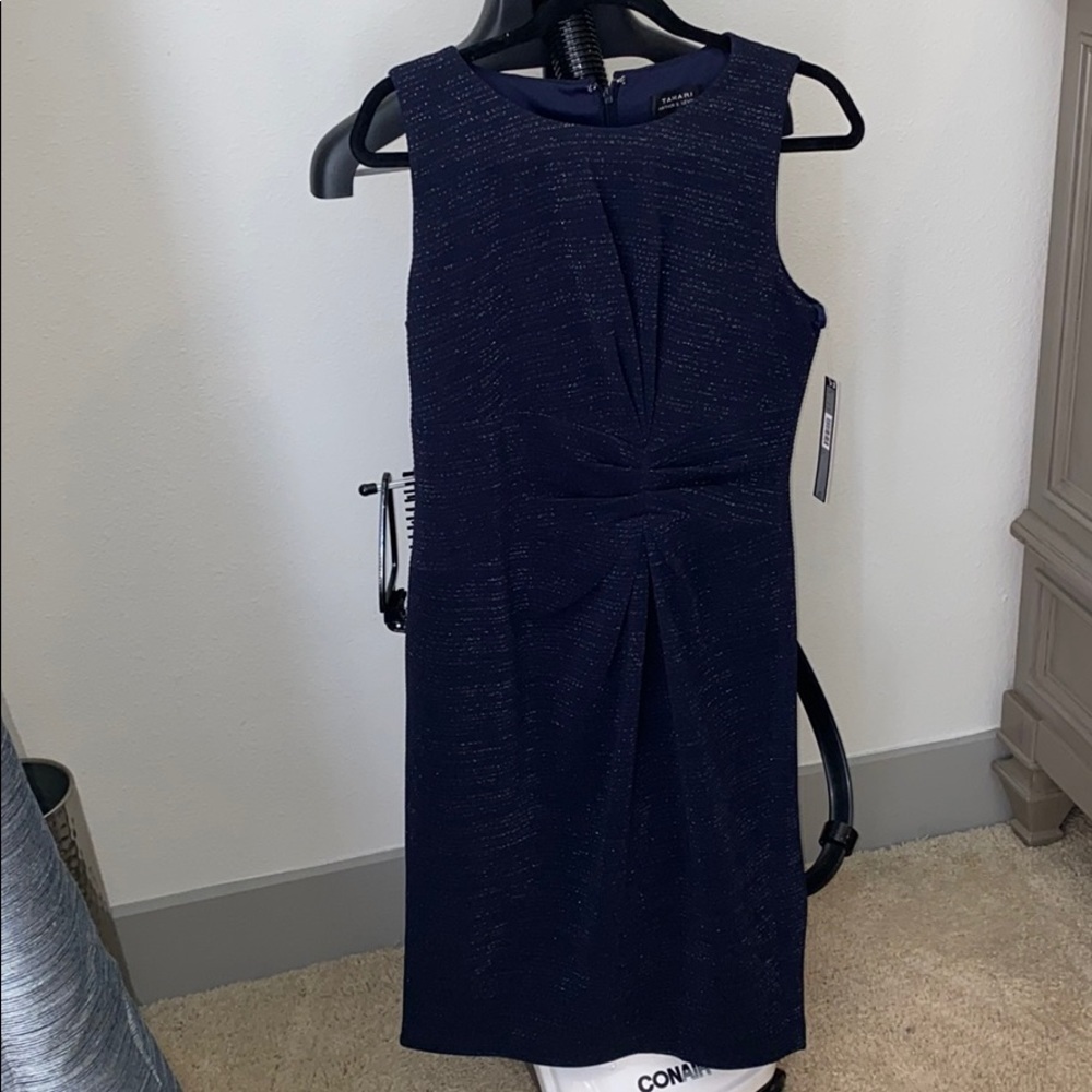 NWT tahari glitter navy sheath dress size 8